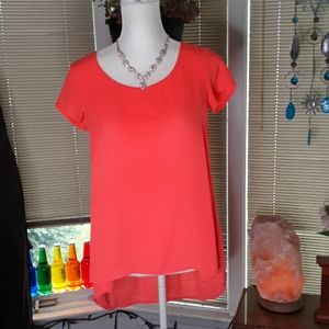 Decree florescent orange flowy womens blouse